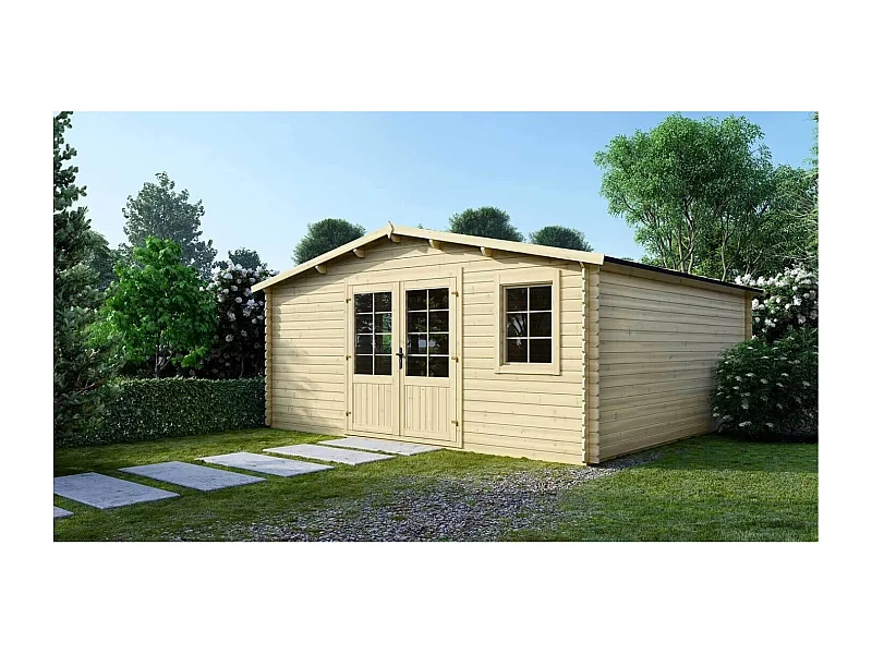 Abri de jardin en bois - 25m2 - 5x5m - Ep. 28mm - Couleur: naturel - DOM591 - ALTANKA