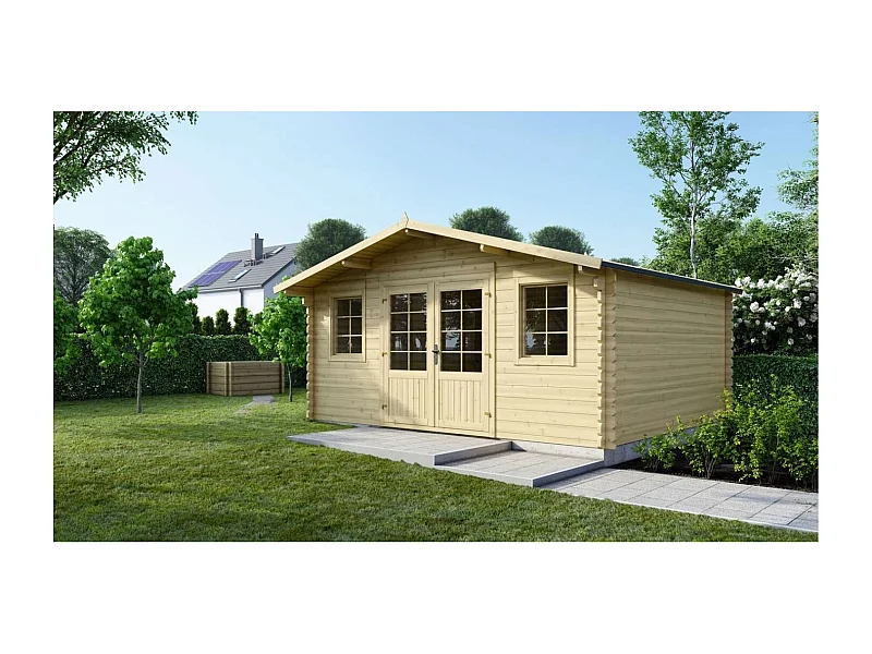 Abri de jardin en bois - 19.2m2 - 4.8x4m - Ep. 40mm - Couleur: naturel - DOM370 - ALTANKA