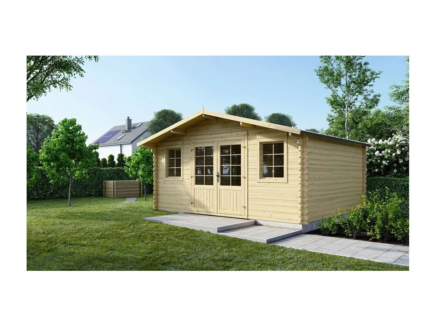 Abri de jardin en bois - 19.2m2 - 4.8x4m - Ep. 40mm - Couleur: naturel - DOM370 - ALTANKA
