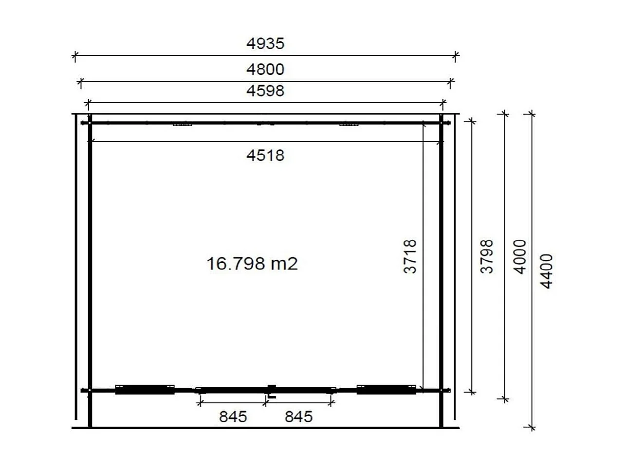 Abri de jardin en bois - 19.2m2 - 4.8x4m - Ep. 40mm - Couleur: naturel - DOM370 - ALTANKA