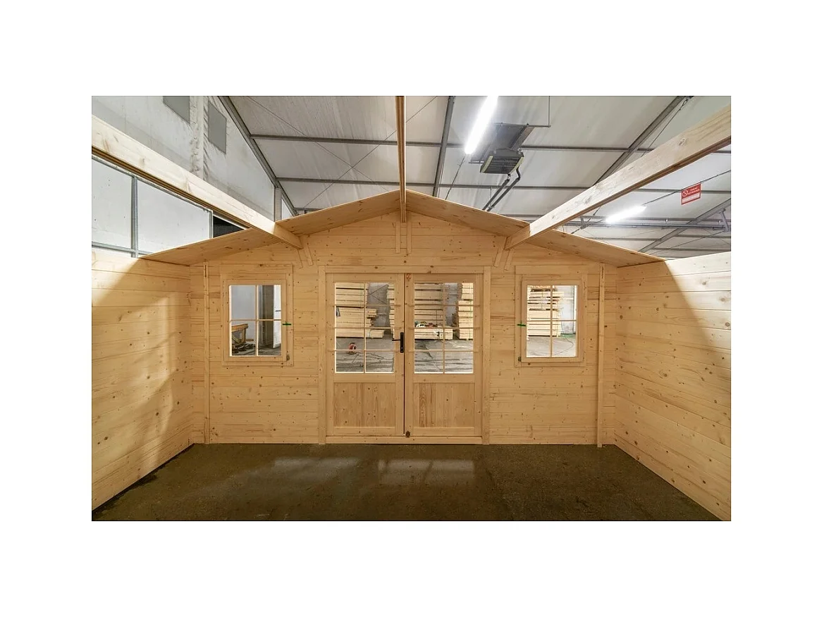 Abri de jardin en bois - 19.2m2 - 4.8x4m - Ep. 40mm - Couleur: naturel - DOM370 - ALTANKA