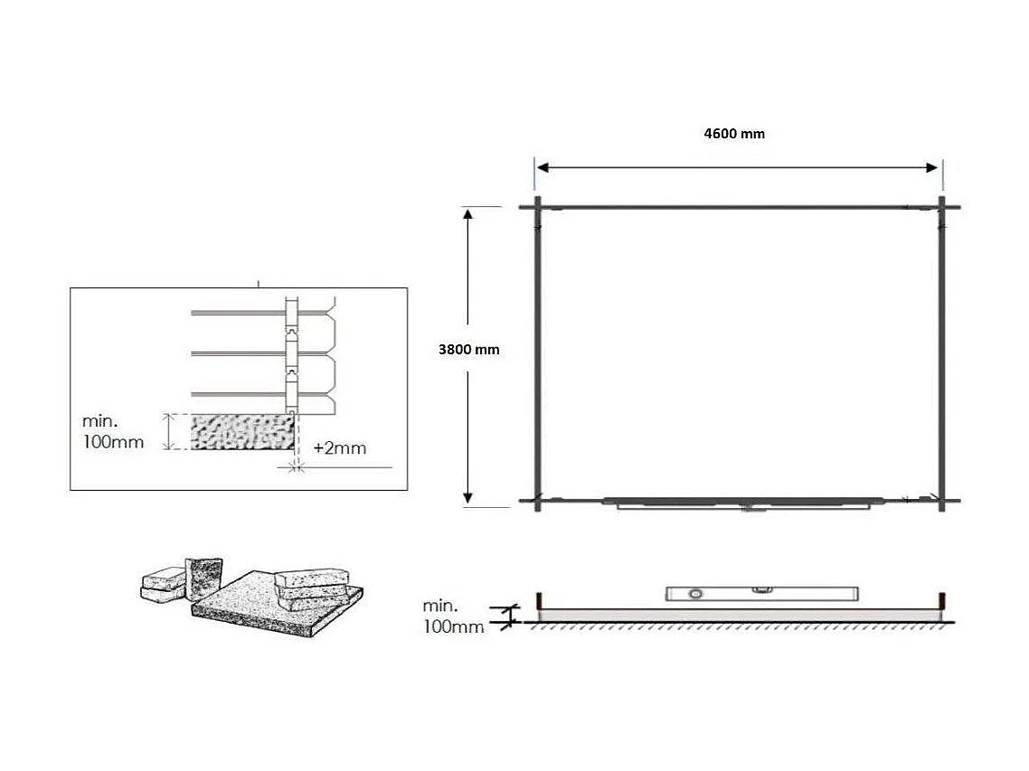 Abri de jardin en bois - 19.2m2 - 4.8x4m - Ep. 40mm - Couleur: naturel - DOM370 - ALTANKA