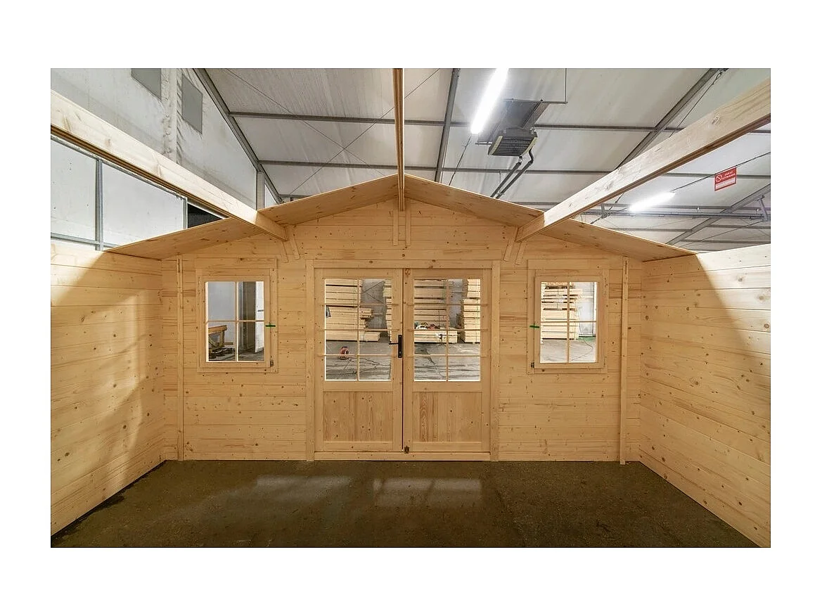 Abri de jardin en bois - 19.2m2 - 4.8x4m - Ep. 40mm - Couleur: naturel - DOM370 - ALTANKA