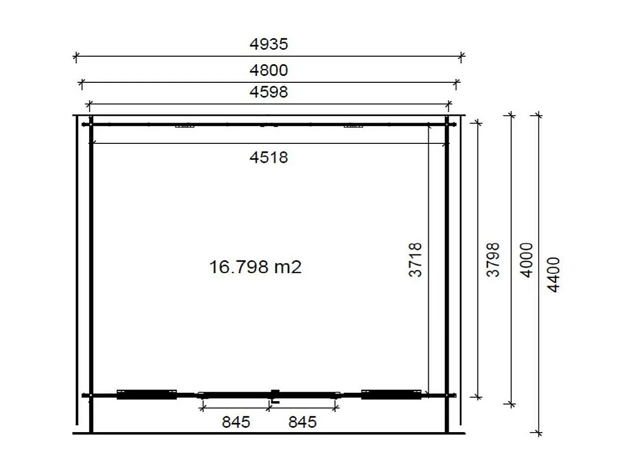Abri de jardin en bois - 19.2m2 - 4.8x4m - Ep. 40mm - Couleur: naturel - DOM370 - ALTANKA