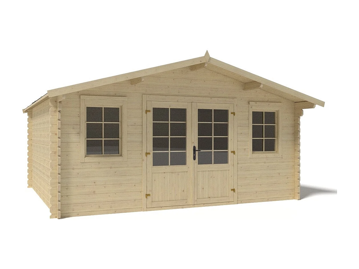 Abri de jardin en bois - 19.2m2 - 4.8x4m - Ep. 40mm - Couleur: naturel - DOM370 - ALTANKA