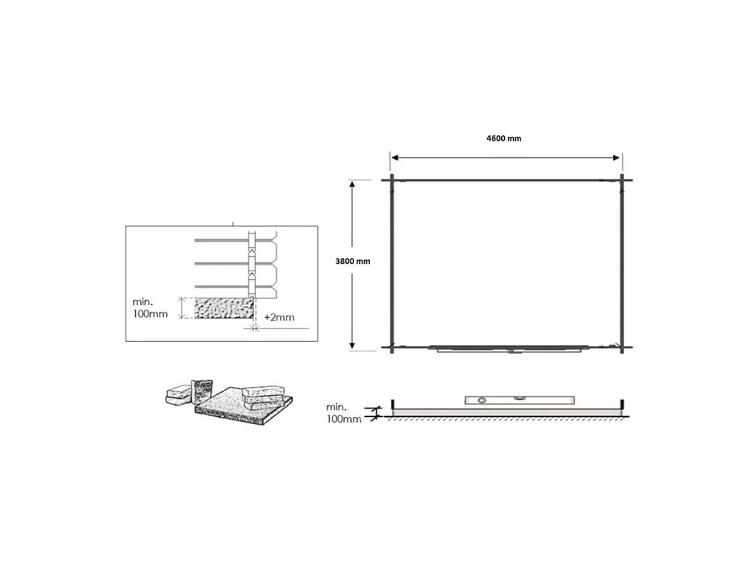Abri de jardin en bois - 19.2m2 - 4.8x4m - Ep. 40mm - Couleur: naturel - DOM370 - ALTANKA