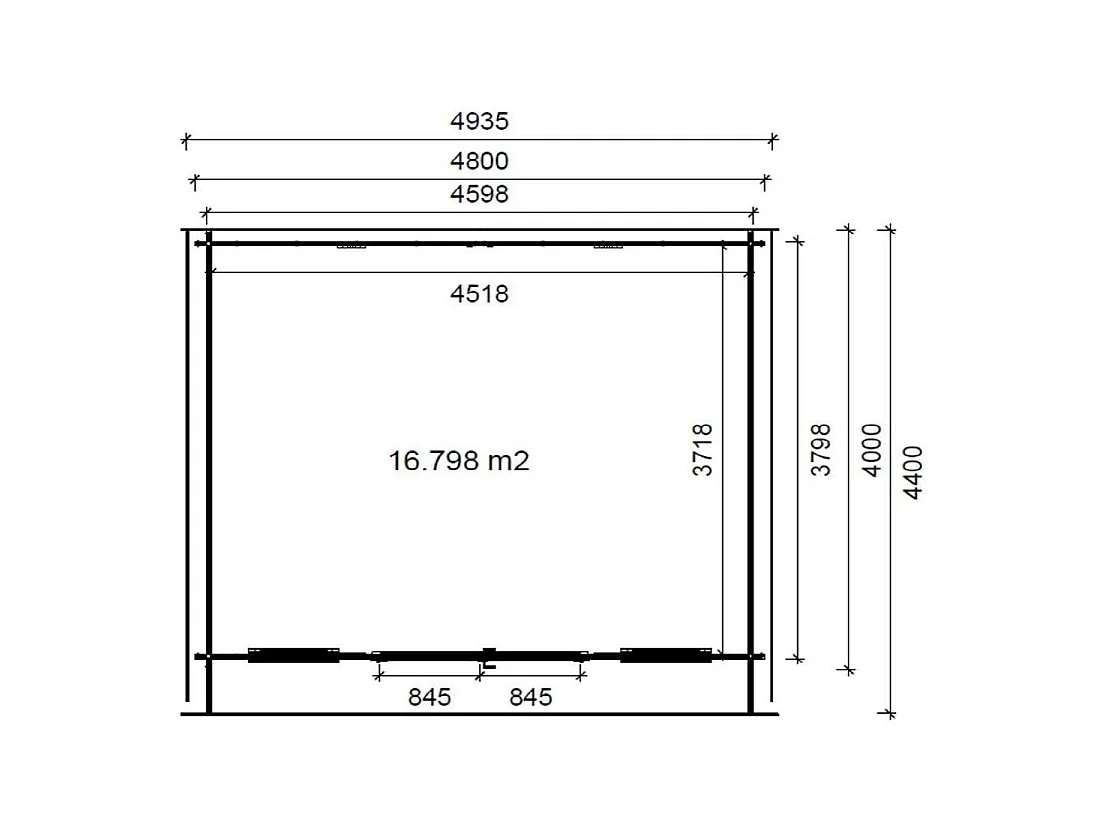 Abri de jardin en bois - 19.2m2 - 4.8x4m - Ep. 40mm - Couleur: naturel - DOM370 - ALTANKA