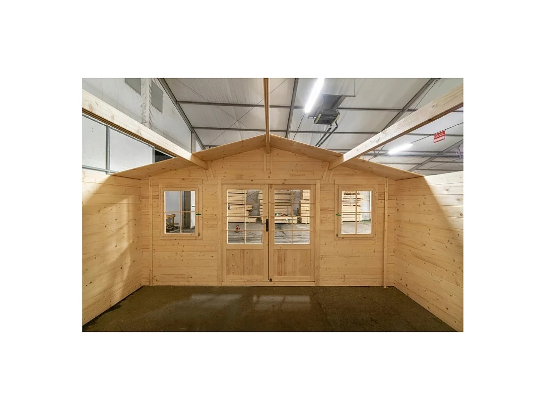 Abri de jardin en bois - 19.2m2 - 4.8x4m - Ep. 40mm - Couleur: naturel - DOM370 - ALTANKA