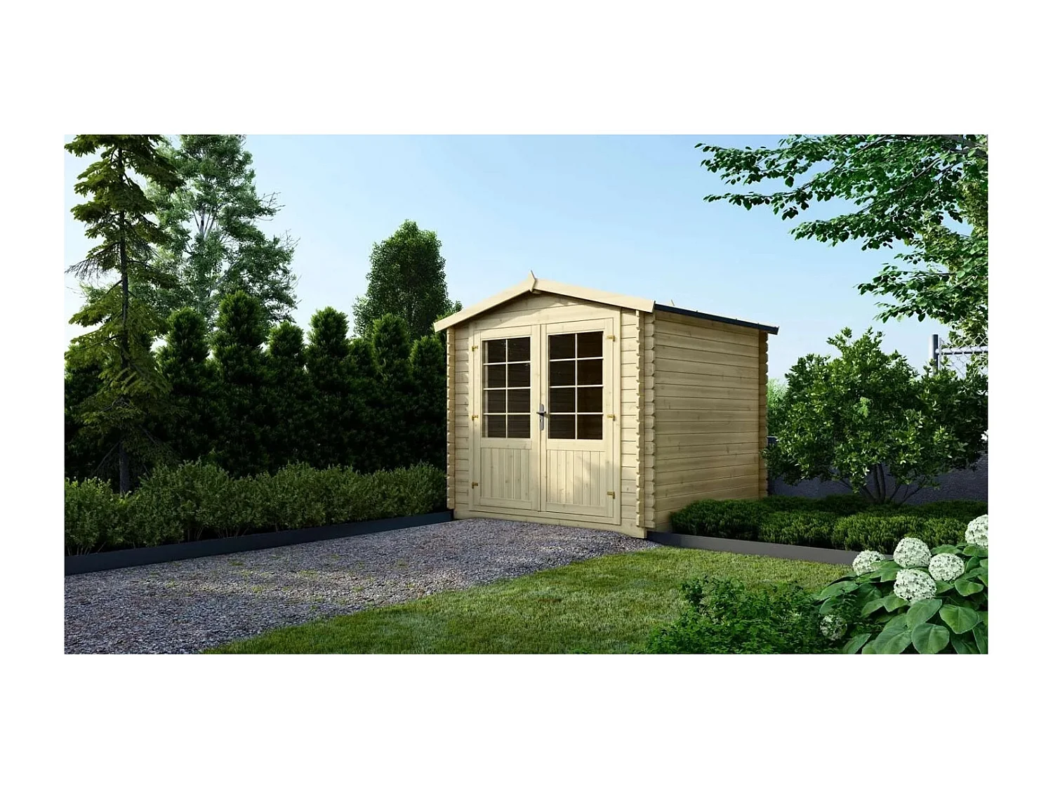 Abri de jardin en bois - 6.25m2 - 2.5x2.5m - Ep. 28mm - Couleur: naturel - DOM521 - ALTANKA