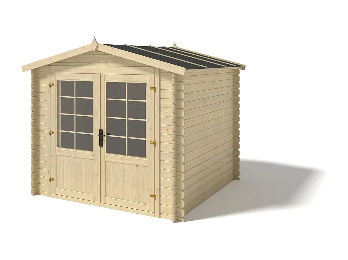 Abri de jardin en bois - 6.25m2 - 2.5x2.5m - Ep. 28mm - Couleur: naturel - DOM521 - ALTANKA