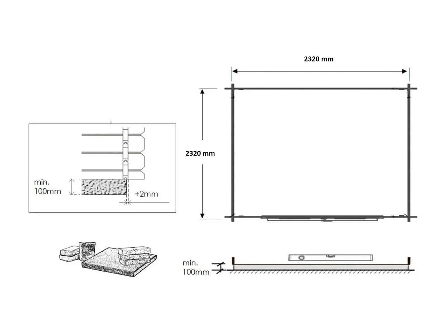 Abri de jardin en bois - 6.25m2 - 2.5x2.5m - Ep. 28mm - Couleur: naturel - DOM521 - ALTANKA