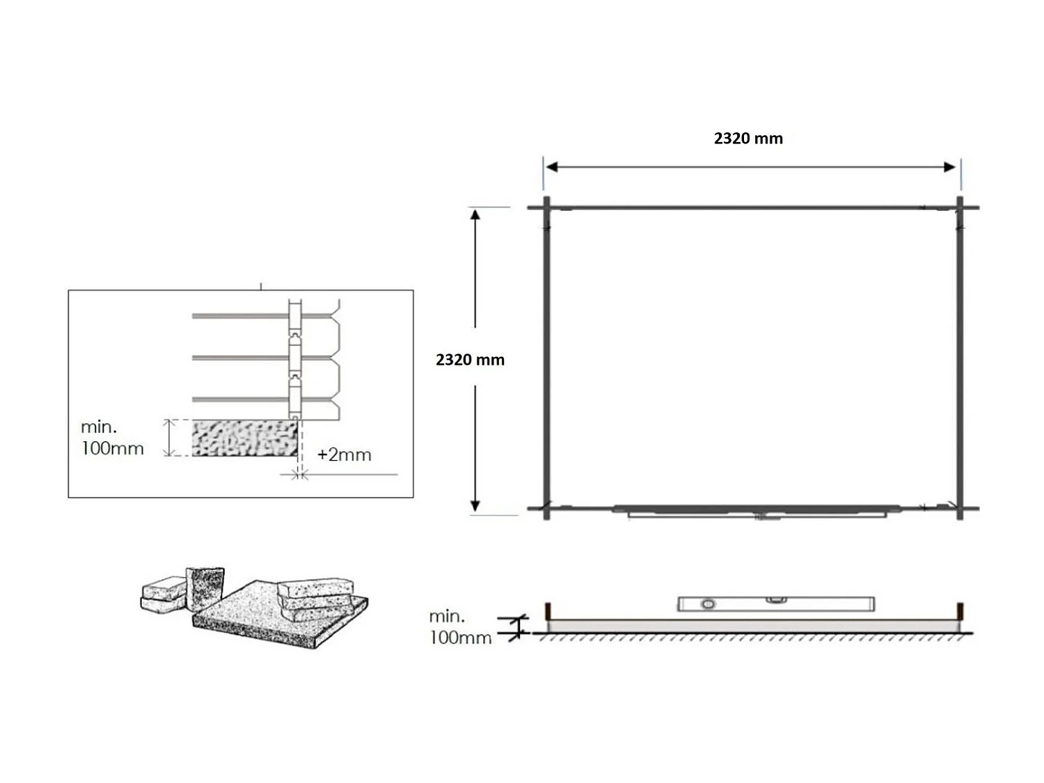 Abri de jardin en bois - 6.25m2 - 2.5x2.5m - Ep. 28mm - Couleur: naturel - DOM521 - ALTANKA