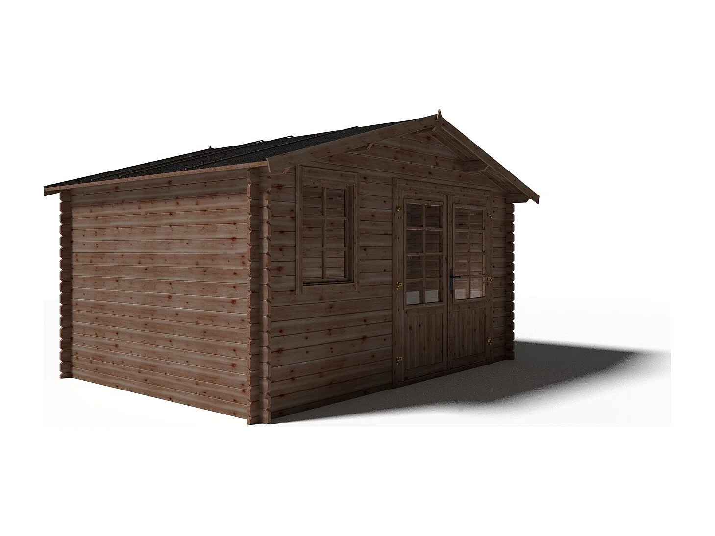 Abri de jardin en bois - 11.7m2 - 3.9x3m - Traité - Ep. 34mm - Couleur: marron - DOM562 - ALTANKA