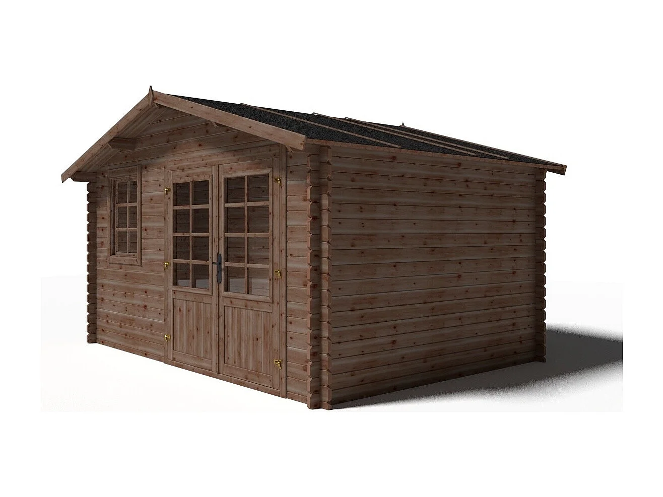 Abri de jardin en bois - 11.7m2 - 3.9x3m - Traité - Ep. 34mm - Couleur: marron - DOM562 - ALTANKA