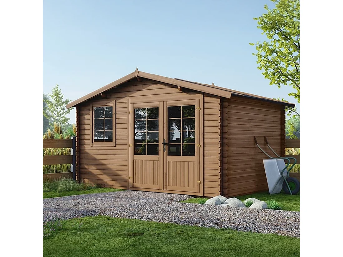 Casetta da giardino in legno - 11.7m2 - 3.9x3m - impregnata - 34mm - colore: marrone - DOM562 - ALTANKA