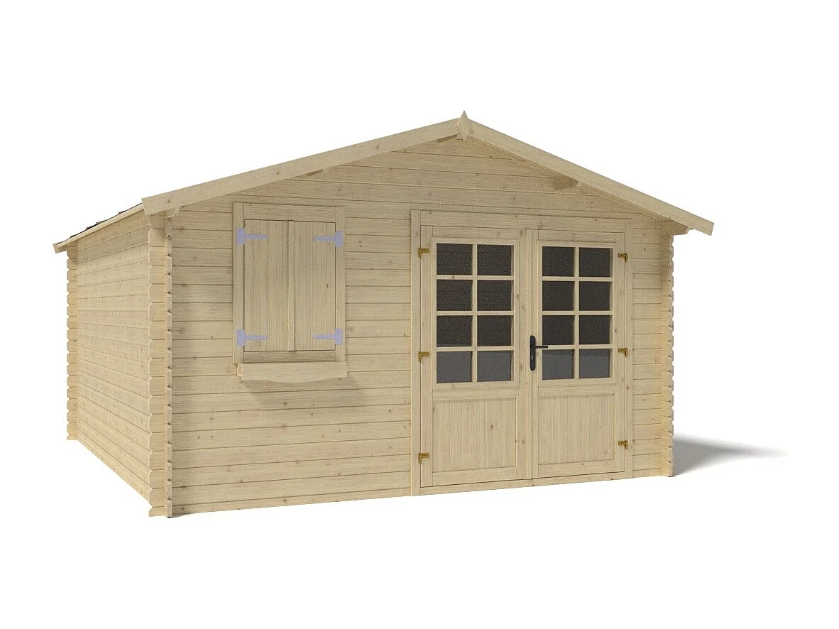 Abri de jardin en bois - 16m2 - 4x4m - Ep. 28mm - Couleur: naturel - DOM130 - ALTANKA