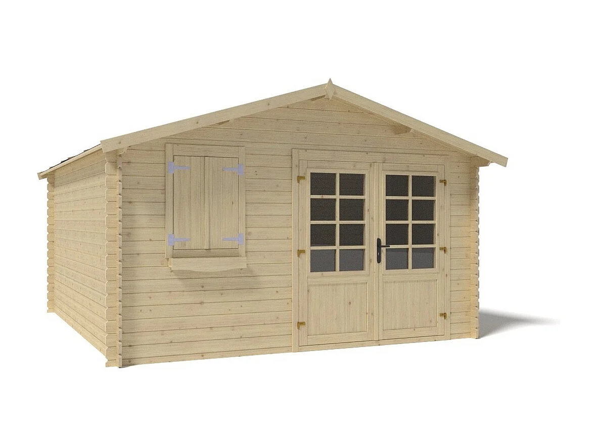Abri de jardin en bois - 16m2 - 4x4m - Ep. 28mm - Couleur: naturel - DOM130 - ALTANKA