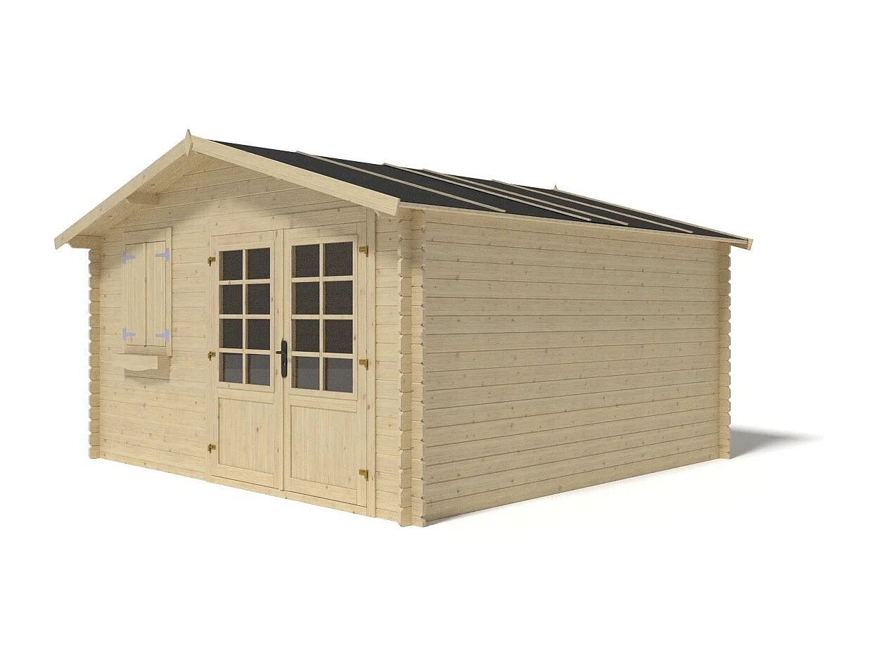 Abri de jardin en bois - 16m2 - 4x4m - Ep. 28mm - Couleur: naturel - DOM130 - ALTANKA