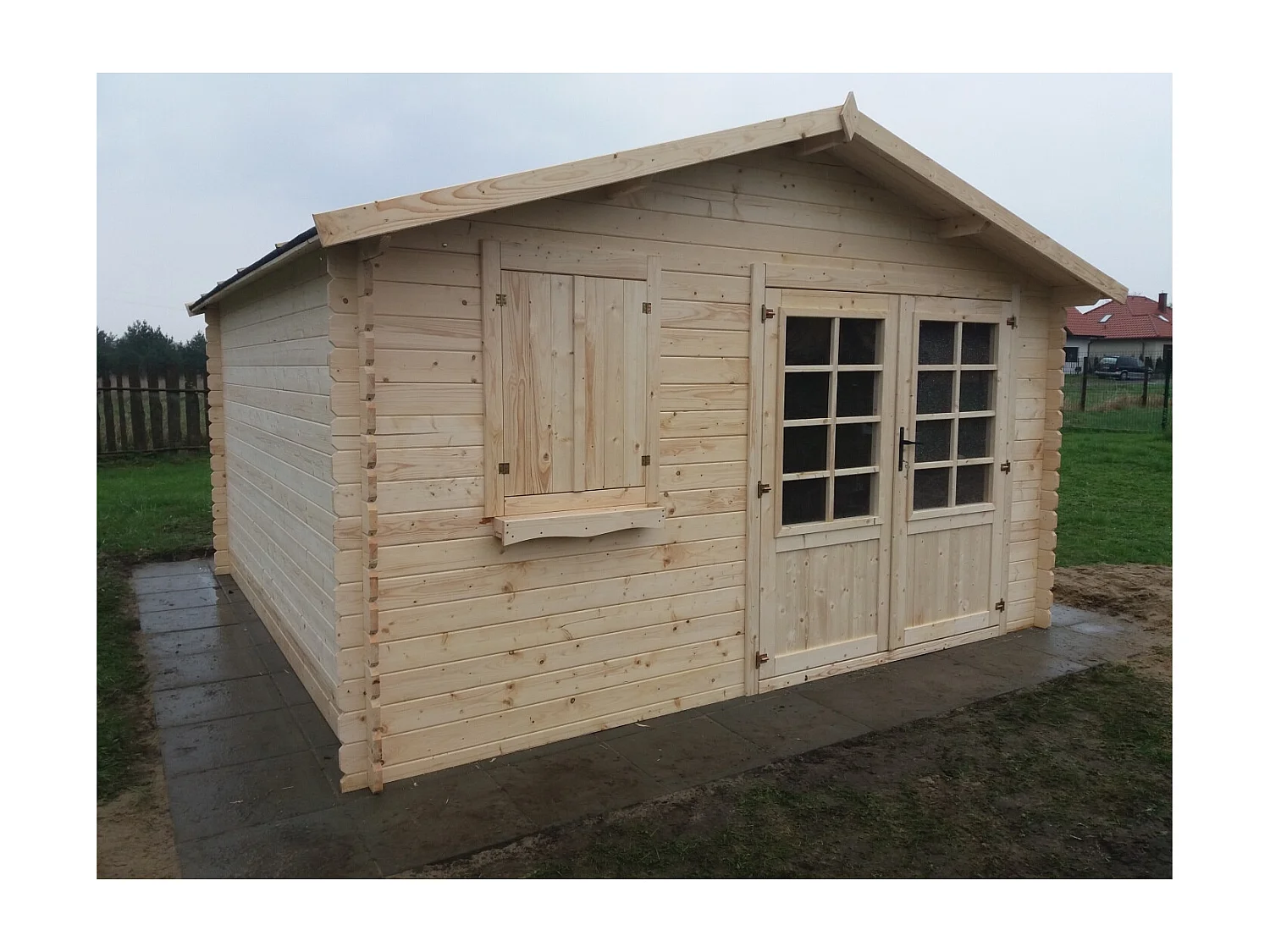 Abri de jardin en bois - 16m2 - 4x4m - Ep. 28mm - Couleur: naturel - DOM130 - ALTANKA