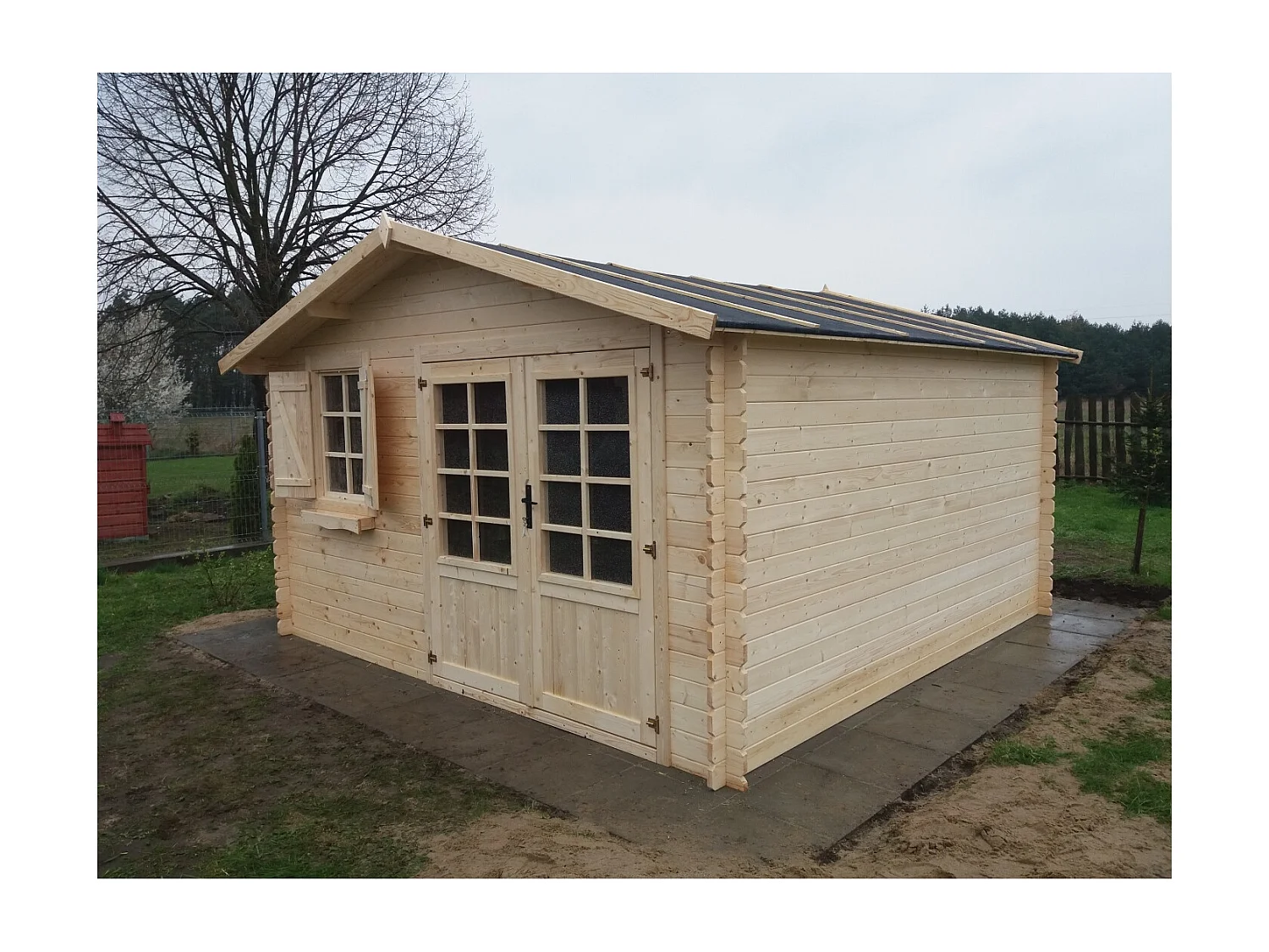Abri de jardin en bois - 16m2 - 4x4m - Ep. 28mm - Couleur: naturel - DOM130 - ALTANKA