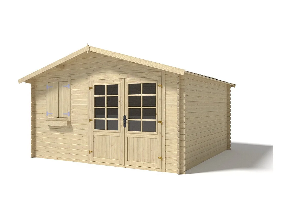 Abri de jardin en bois - 16m2 - 4x4m - Ep. 28mm - Couleur: naturel - DOM130 - ALTANKA