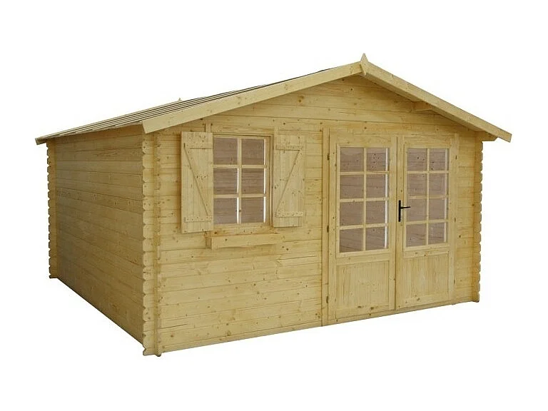 Abri de jardin en bois - 16m2 - 4x4m - Ep. 28mm - Couleur: naturel - DOM130 - ALTANKA