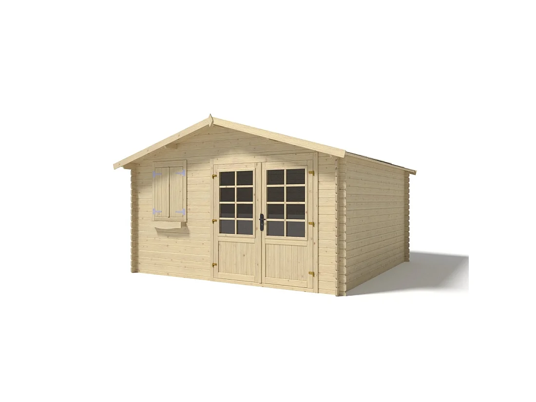 Abri de jardin en bois - 16m2 - 4x4m - Ep. 28mm - Couleur: naturel - DOM130 - ALTANKA