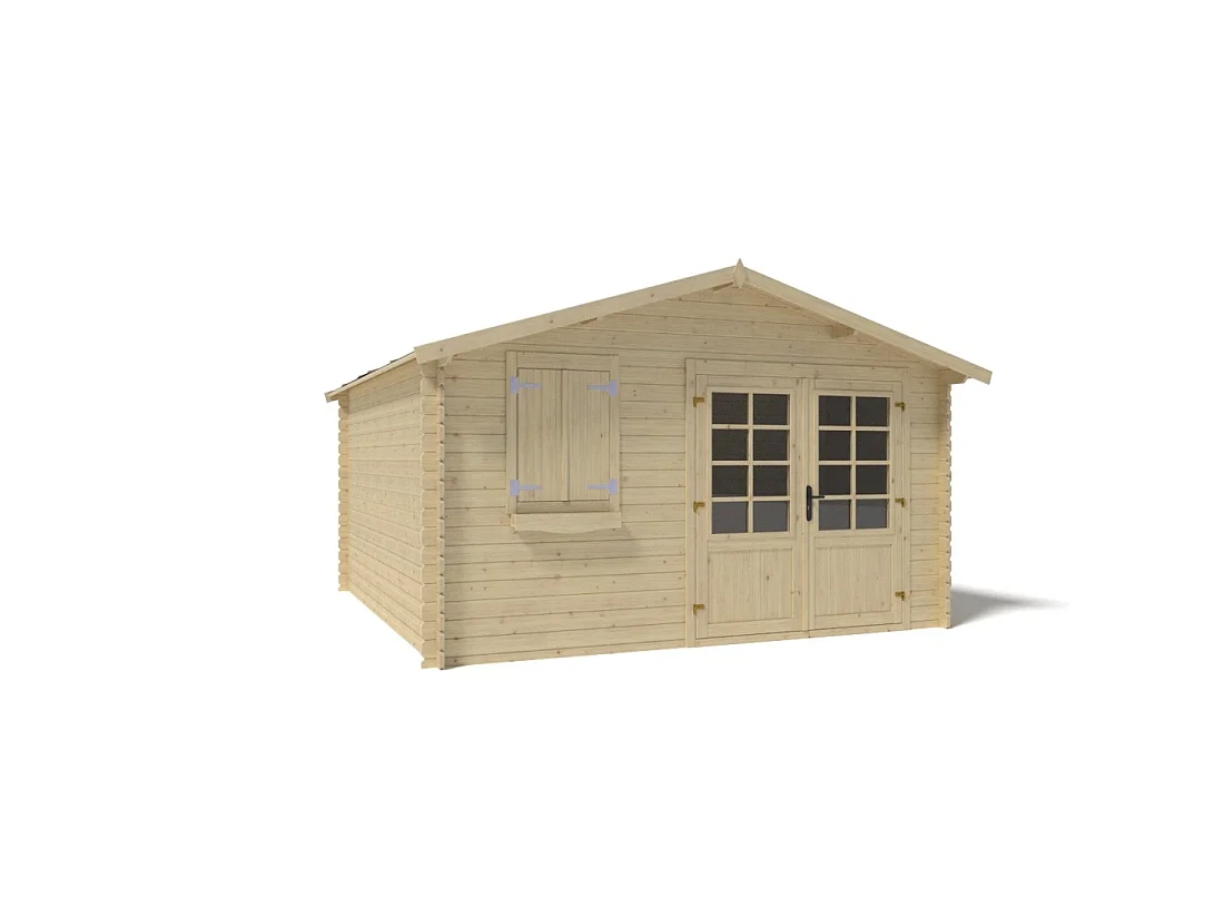 Abri de jardin en bois - 16m2 - 4x4m - Ep. 28mm - Couleur: naturel - DOM130 - ALTANKA