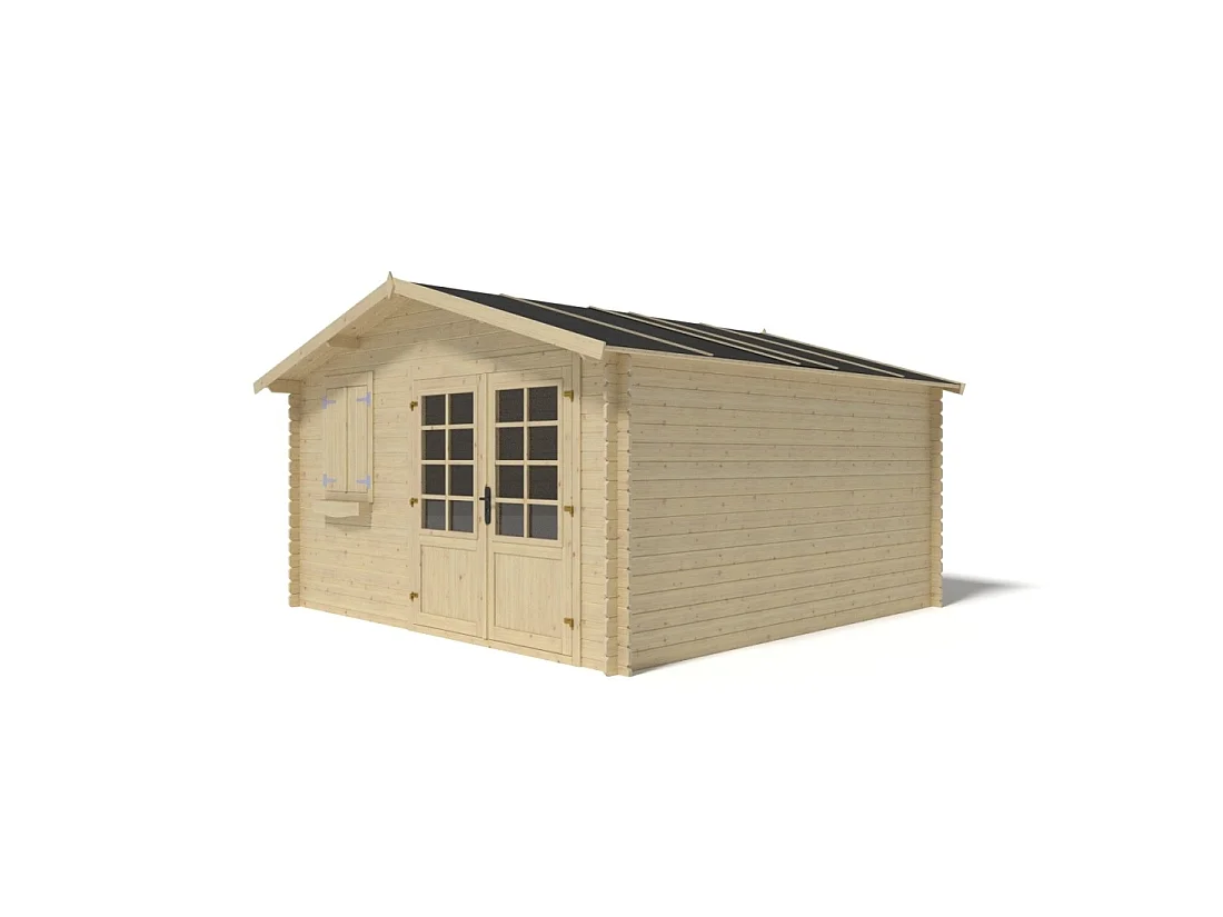 Abri de jardin en bois - 16m2 - 4x4m - Ep. 28mm - Couleur: naturel - DOM130 - ALTANKA