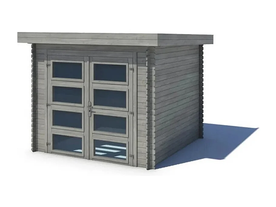 Abri de jardin en bois - 6m2 - 2,46x2,46m - Traité - Ep. 19mm - Couleur: gris - DOM280 - ALTANKA