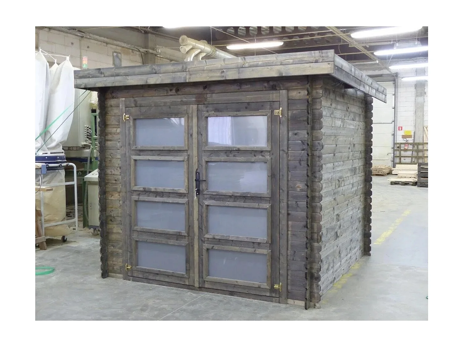 Abri de jardin en bois - 6m2 - 2,46x2,46m - Traité - Ep. 19mm - Couleur: gris - DOM280 - ALTANKA