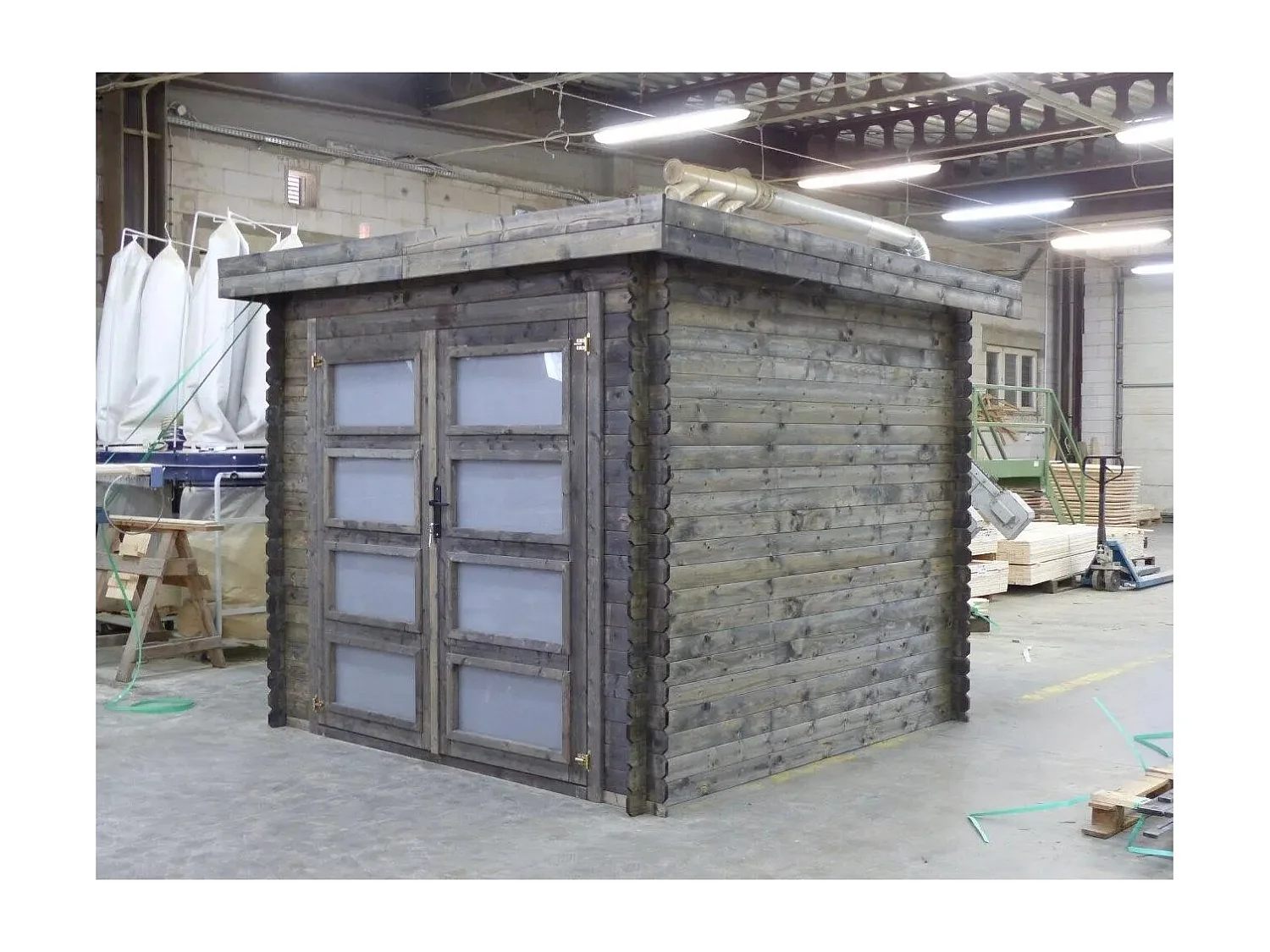 Abri de jardin en bois - 6m2 - 2,46x2,46m - Traité - Ep. 19mm - Couleur: gris - DOM280 - ALTANKA