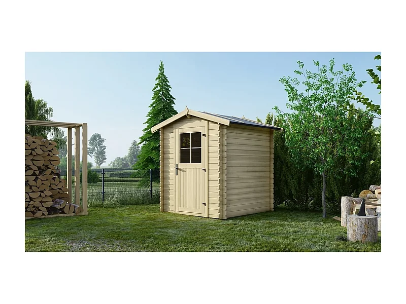 Abri de jardin en bois - 3.61m2 - 1.9x1.9m - Ep. 28mm - Couleur: naturel - DOM593 - ALTANKA