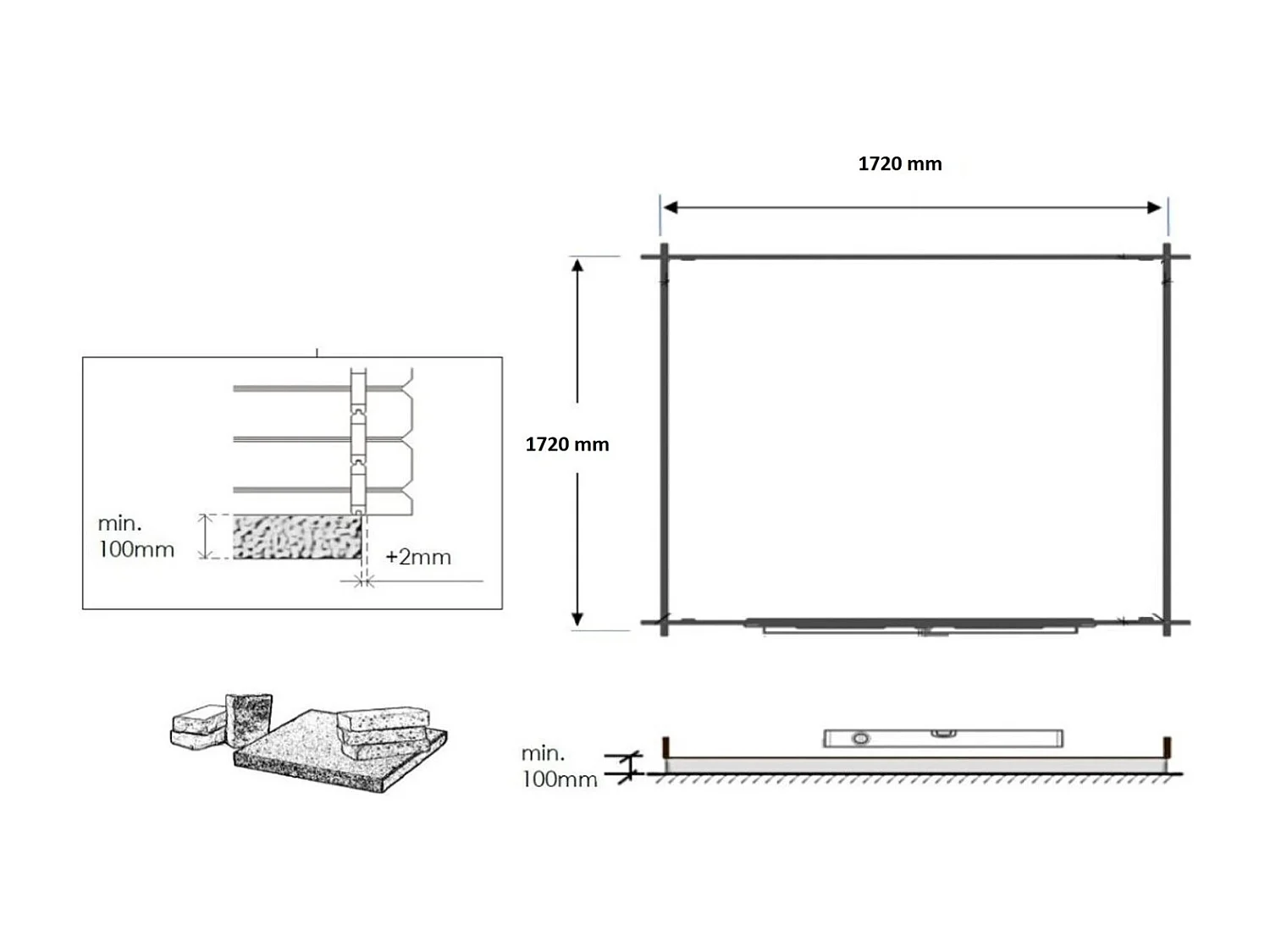 Casetta da giardino in legno - 3.61m2 - 1.90x1.90m - 28mm - colore: naturale - DOM593 - ALTANKA