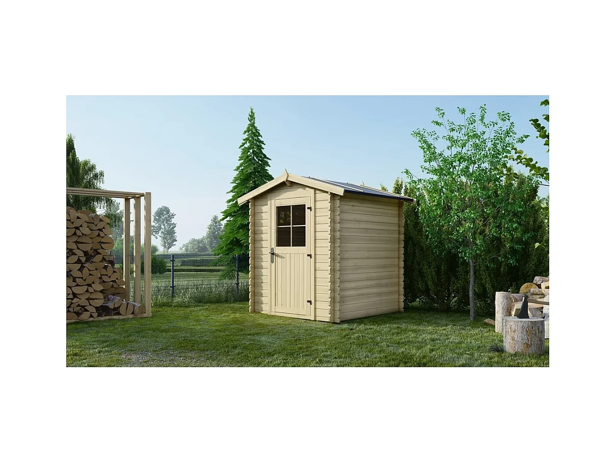 Abri de jardin en bois - 3,61m2 - 1,90x1,90m - Ep. 28mm - Couleur: naturel - DOM593 - ALTANKA