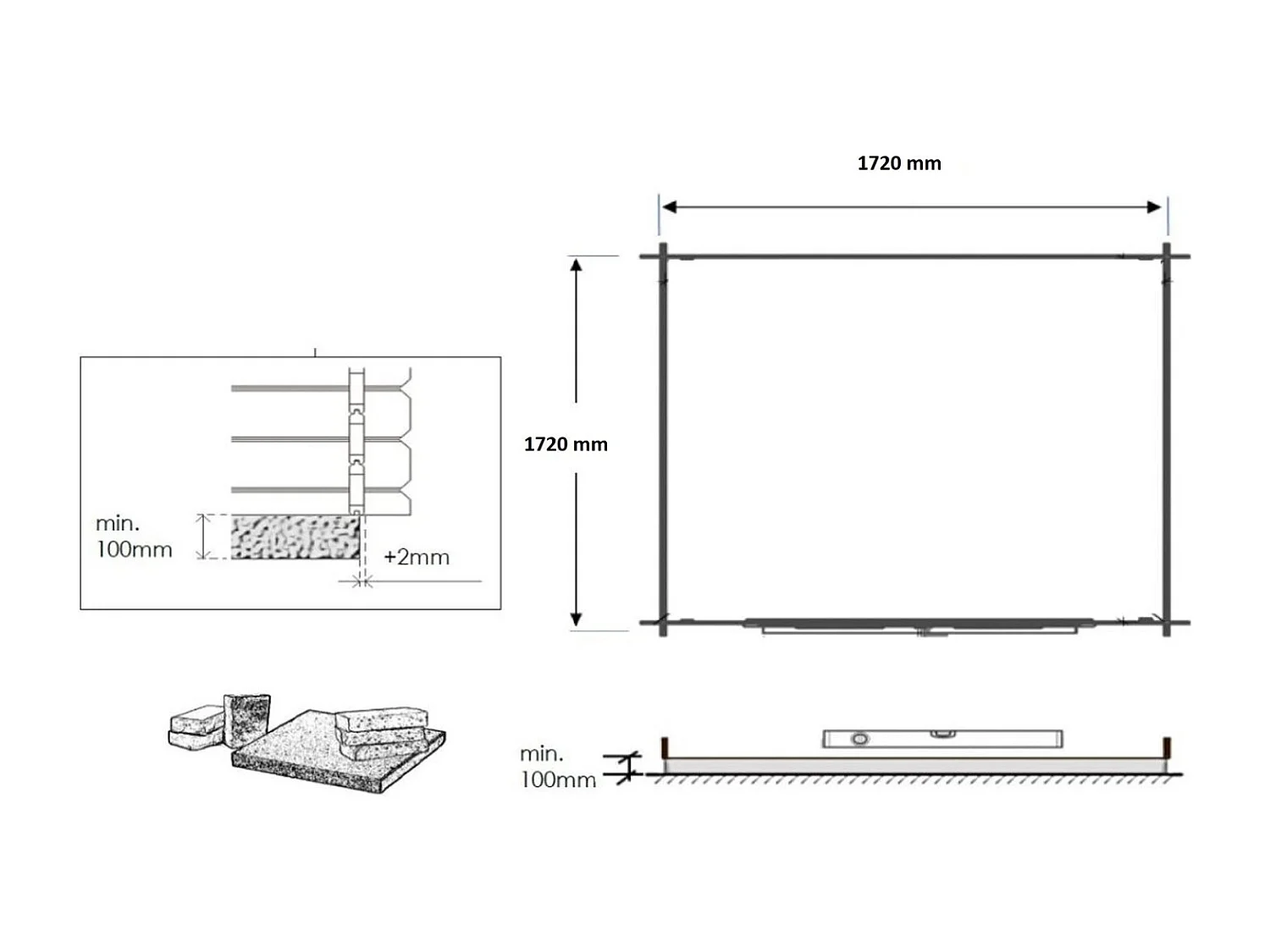 Abri de jardin en bois - 3.61m2 - 1.9x1.9m - Ep. 28mm - Couleur: naturel - DOM593 - ALTANKA