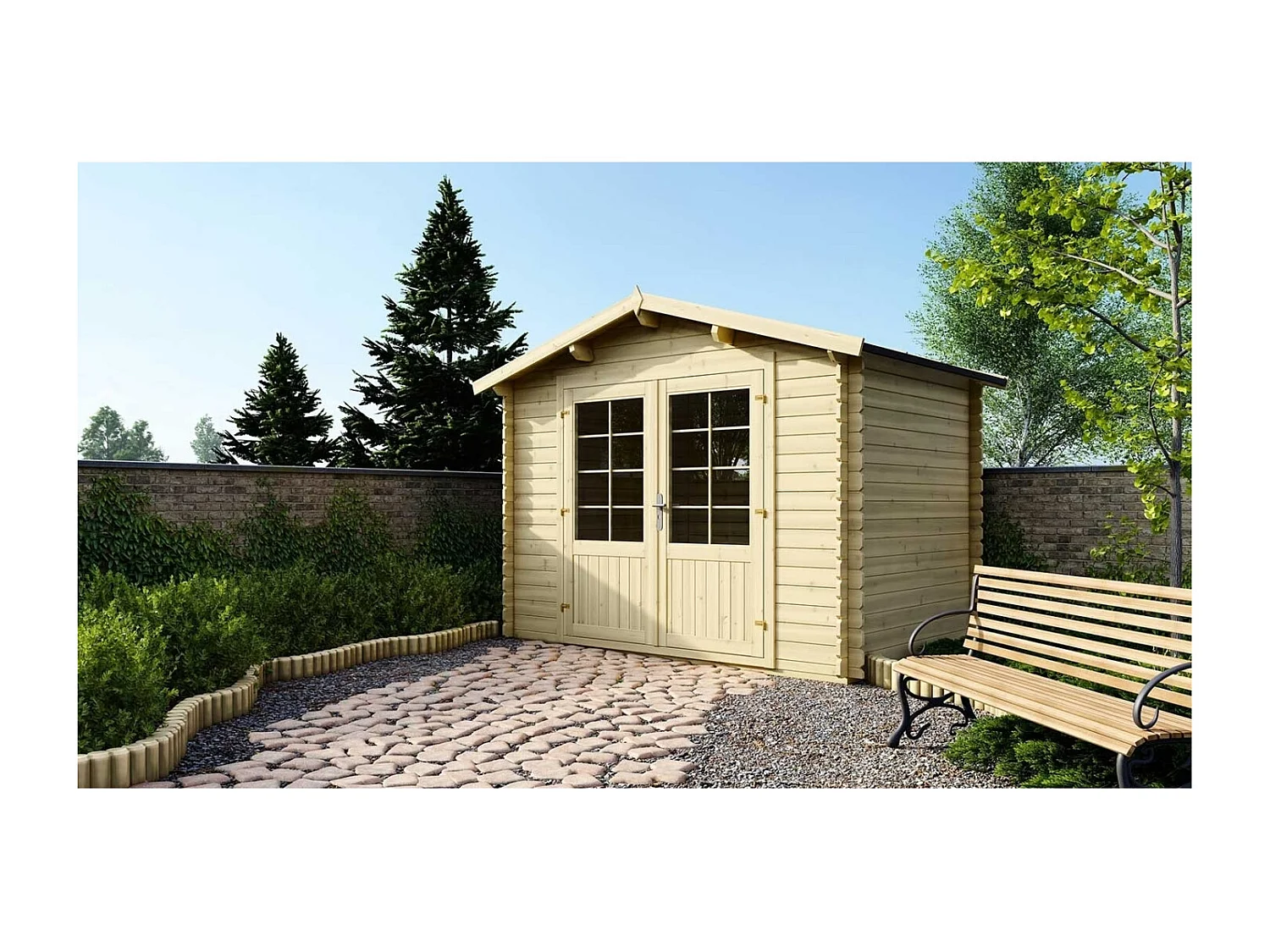 Abri de jardin en bois - 6m2 - 3x2m - Ep. 28mm - Couleur: naturel - DOM420 - ALTANKA