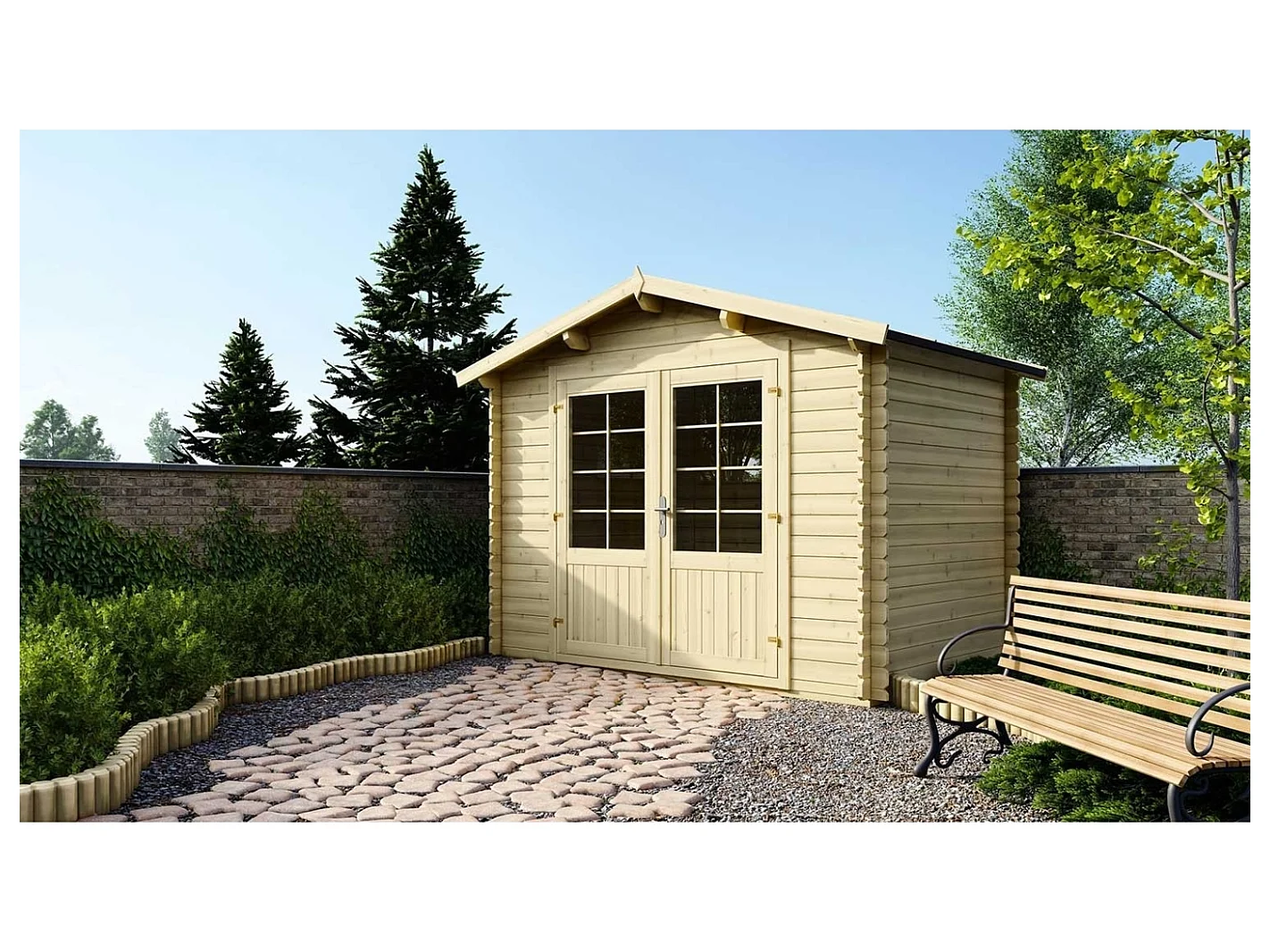 Abri de jardin en bois - 6m2 - 3x2m - Ep. 28mm - Couleur: naturel - DOM420 - ALTANKA