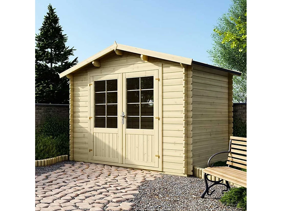 Casetta da giardino in legno - 6m2 - 3x2m - 28mm - colore: naturale - DOM420 - ALTANKA