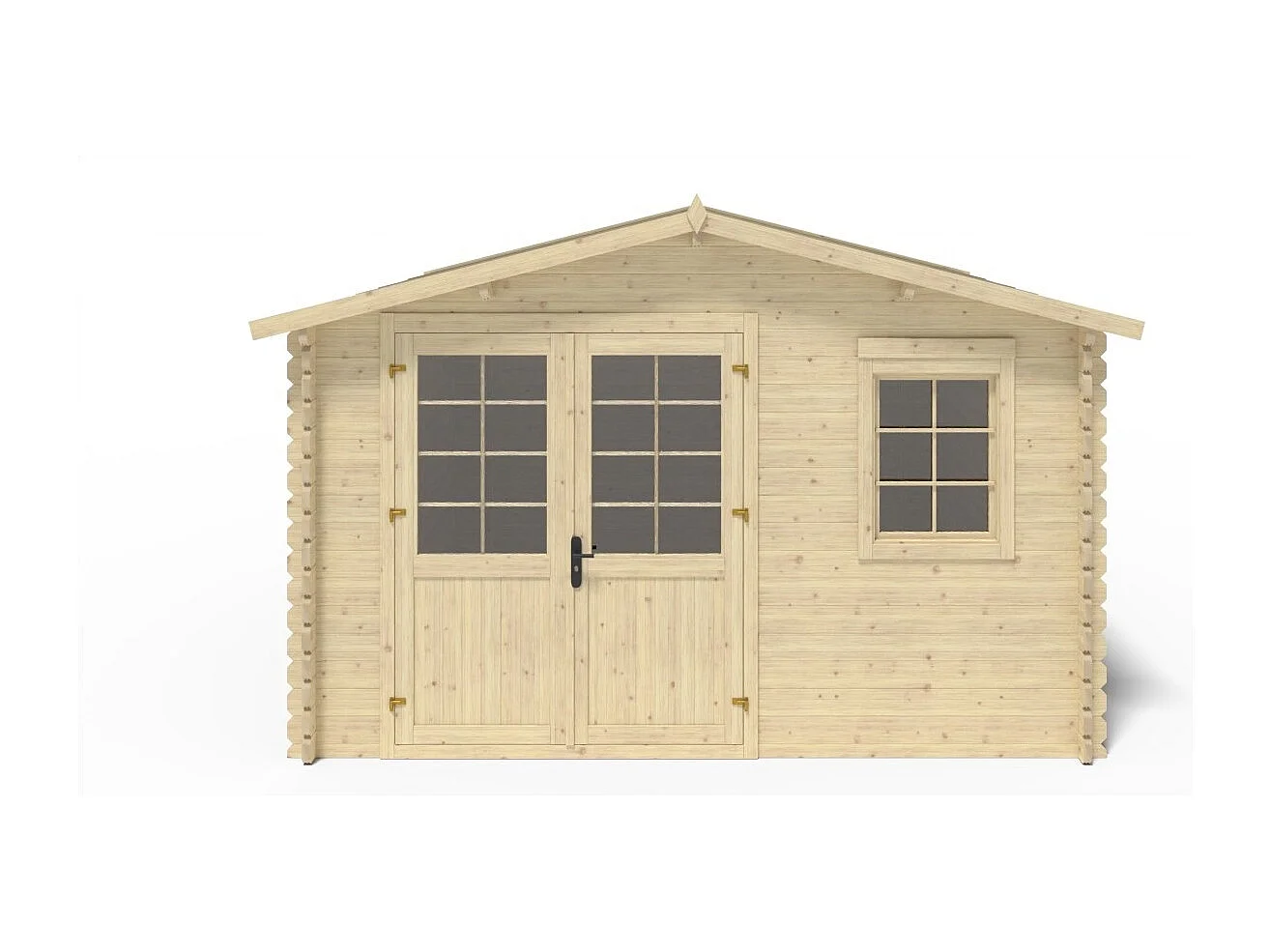 Abri de jardin en bois - 4x4 m + terrasse avec balustrade et avant-toit en bois - 28 m2 - DOM611+DOM618+DOM548+POD04 - ALTANKA