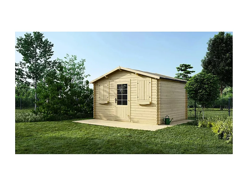 Casetta da giardino in legno - 12.00m2 - 4.00x3.00m - 28mm - colore: naturale - DOM137 - ALTANKA