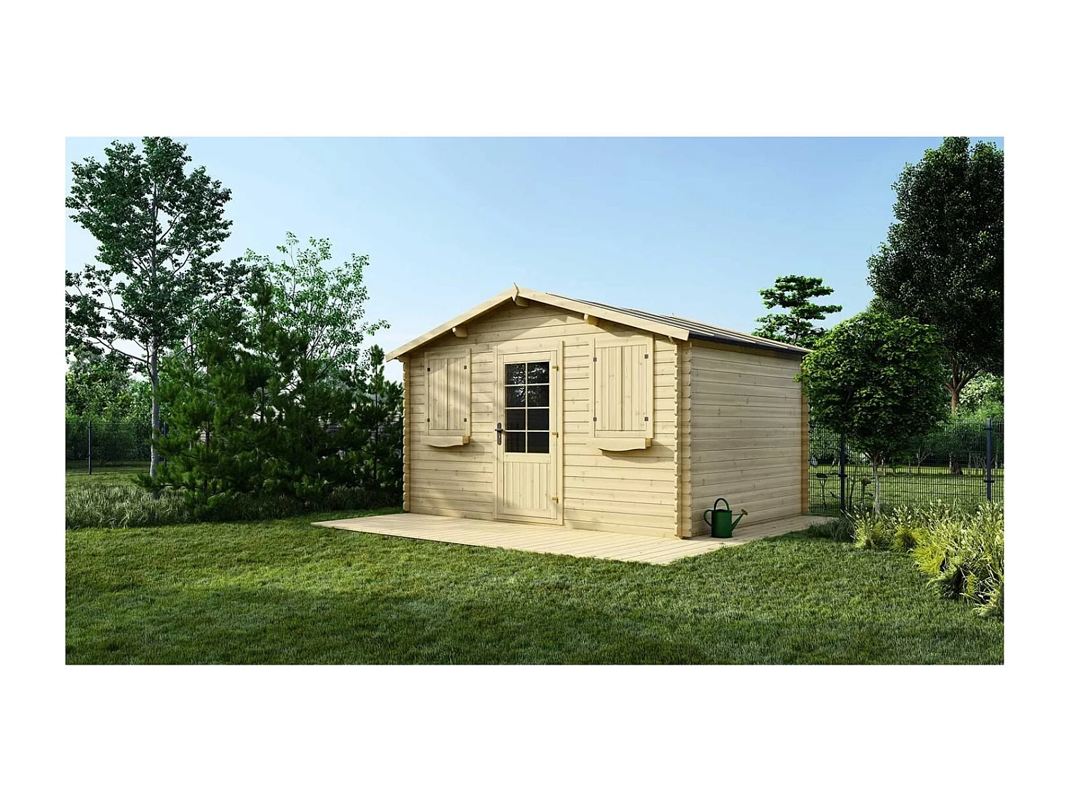 Abri de jardin en bois - 12m2 - 4x3m - Ep. 28mm - Couleur: naturel - DOM137 - ALTANKA
