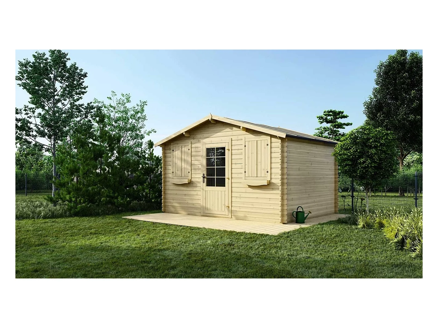 Abri de jardin en bois - 12m2 - 4x3m - Ep. 28mm - Couleur: naturel - DOM137 - ALTANKA