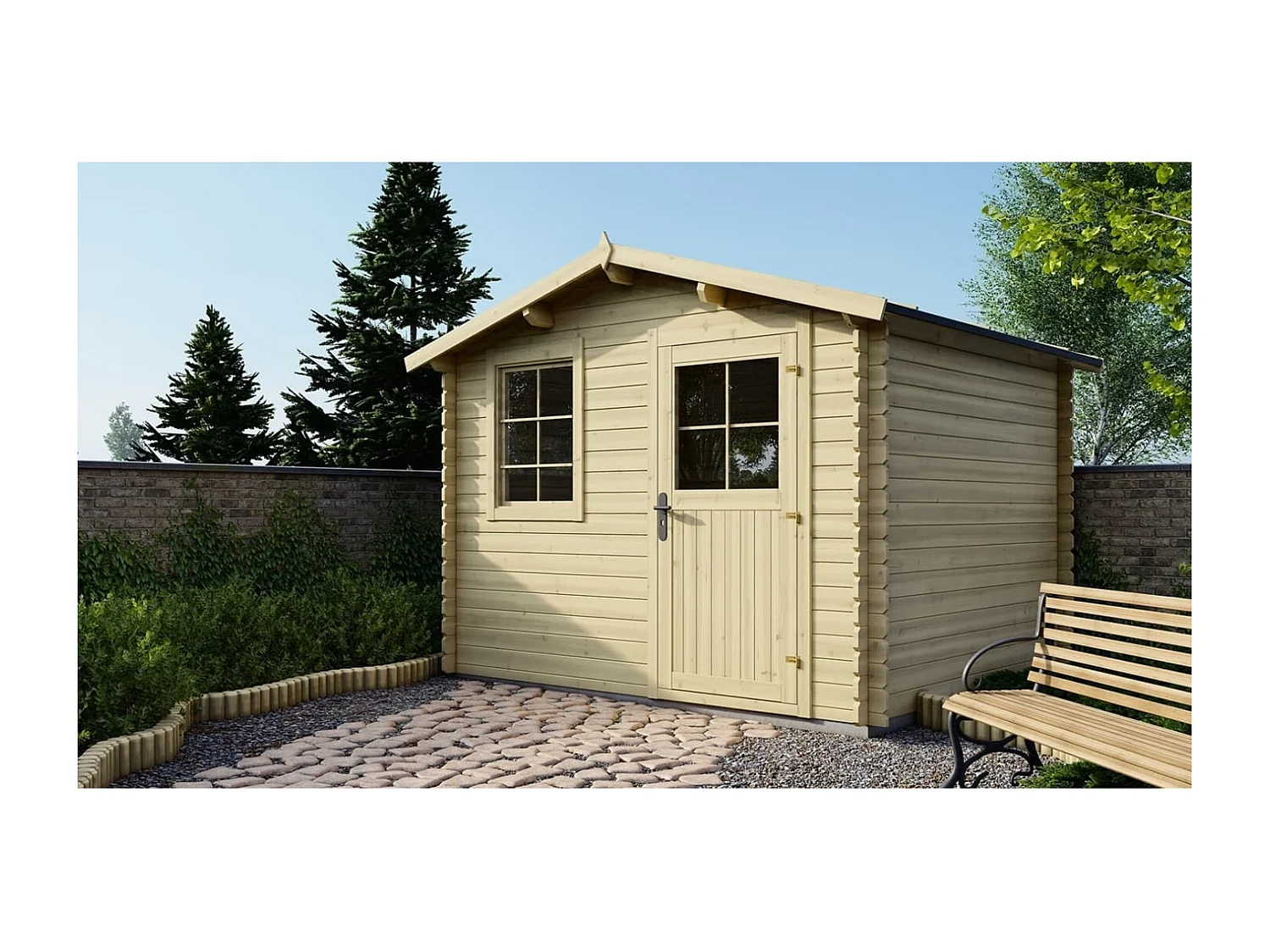 Abri de jardin en bois - 7.5m2 - 3x2.5m - Ep. 28mm - Couleur: naturel - DOM469 - ALTANKA