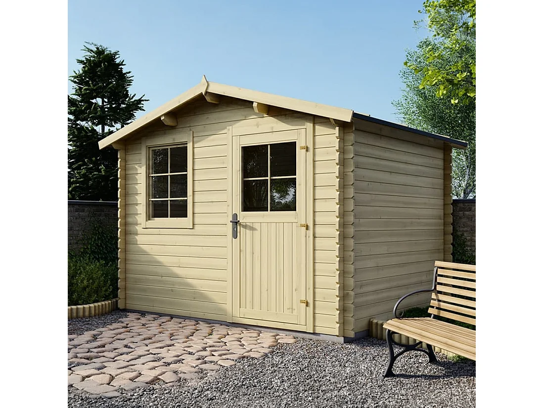 Casetta da giardino in legno - 7.5m2 - 3x2.5m - 28mm - colore: naturale - DOM469 - ALTANKA