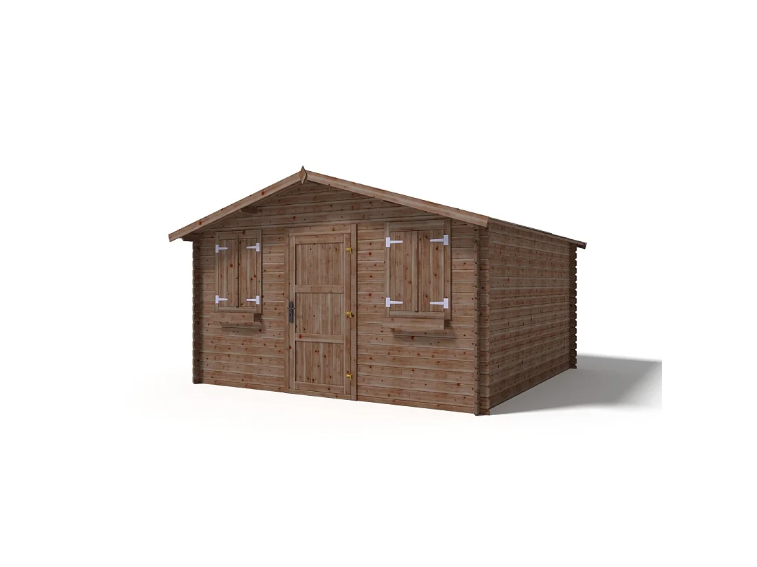 Casetta da giardino in legno - 16m2 - 4x4m - impregnata - 28mm - colore: marrone - DOM144 - ALTANKA