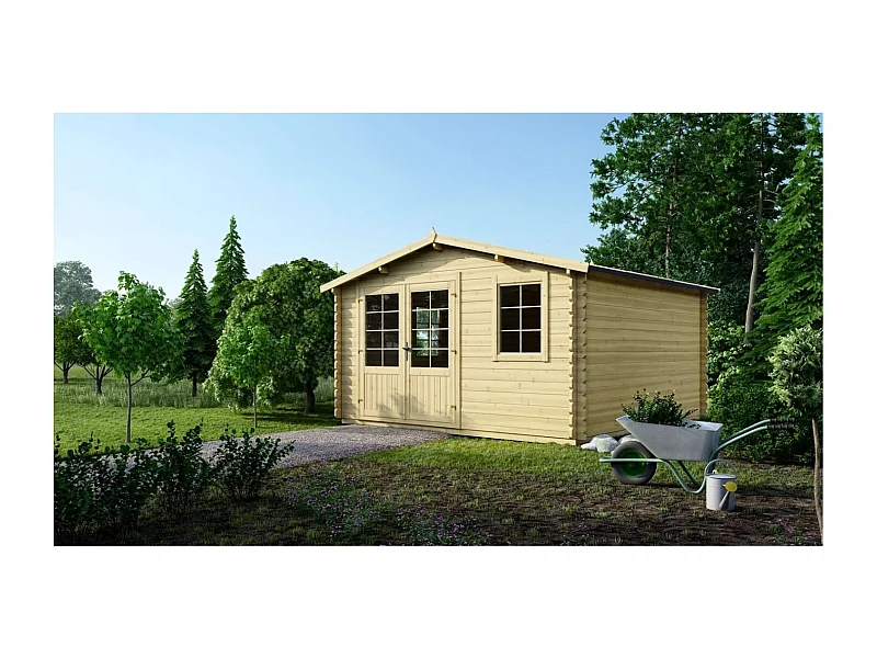 Casetta da giardino in legno - 16.00m2 - 4.00x4.00m - 40mm - colore: naturale - DOM371 - ALTANKA