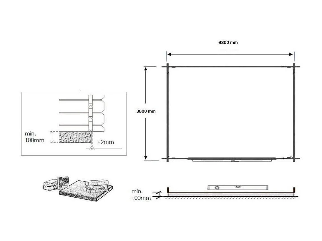 Casetta da giardino in legno - 16.00m2 - 4.00x4.00m - 40mm - colore: naturale - DOM371 - ALTANKA