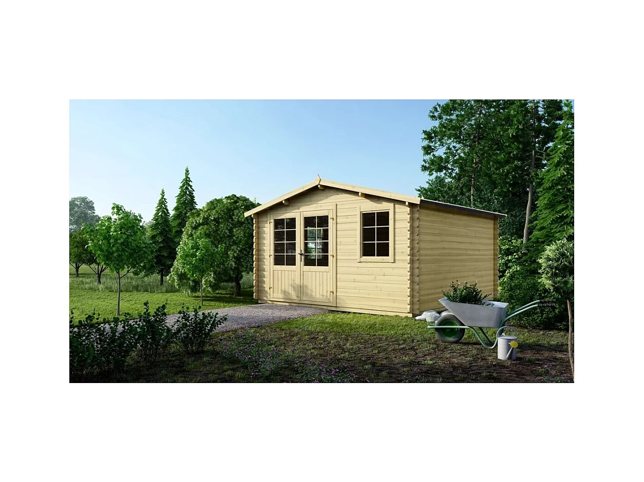 Abri de jardin en bois - 16m2 - 4x4m - Ep. 40mm - Couleur: naturel - DOM371 - ALTANKA