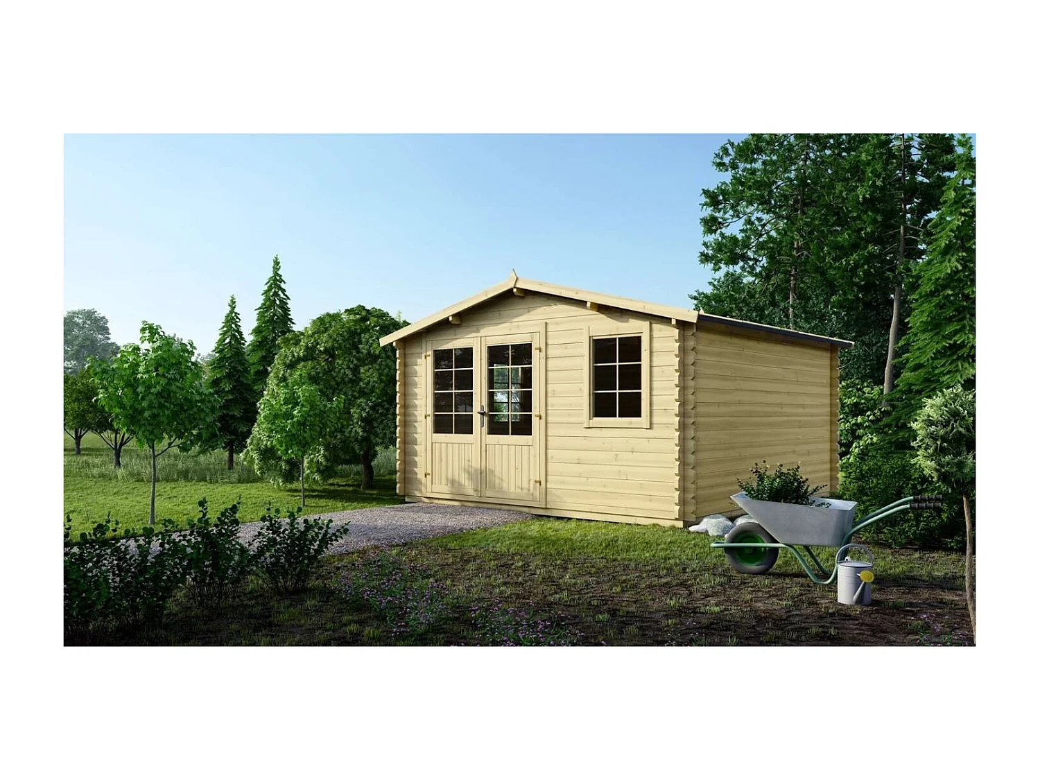 Casetta da giardino in legno - 16m2 - 4x4m - 40mm - colore: naturale - DOM371 - ALTANKA